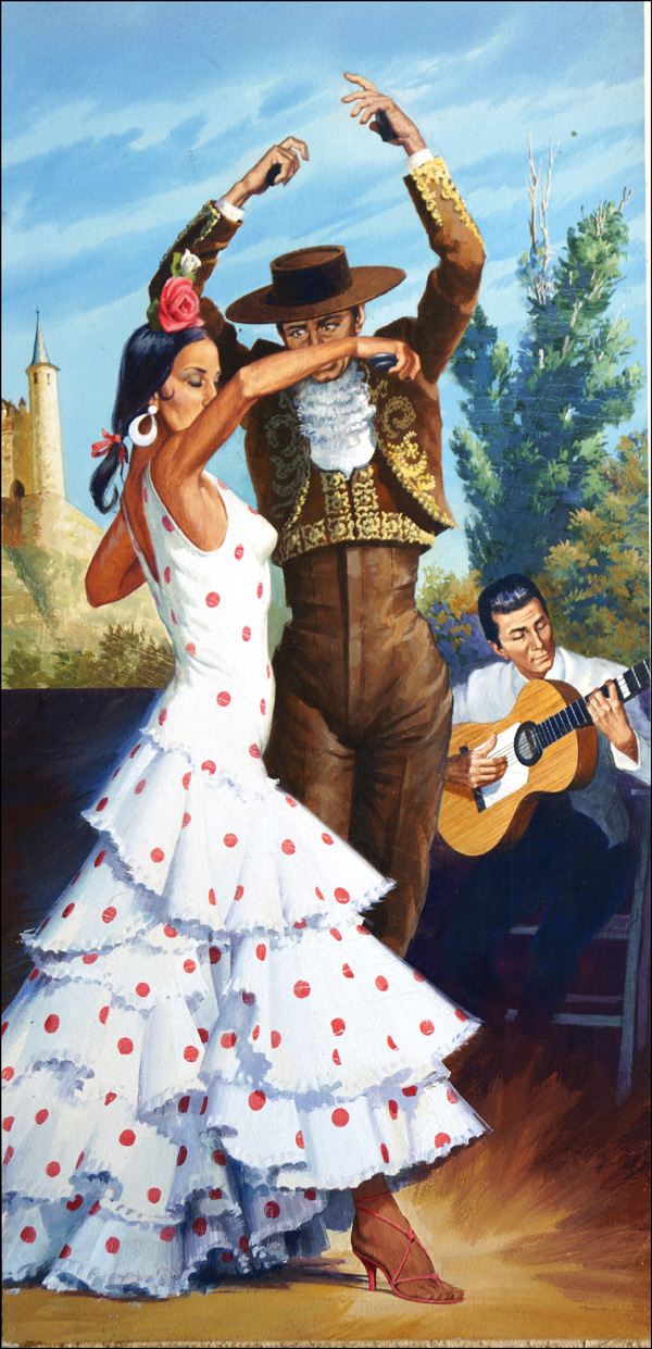 Flamenco Dancing (Original) by Robert Brook Art at The Illustration Art Gallery