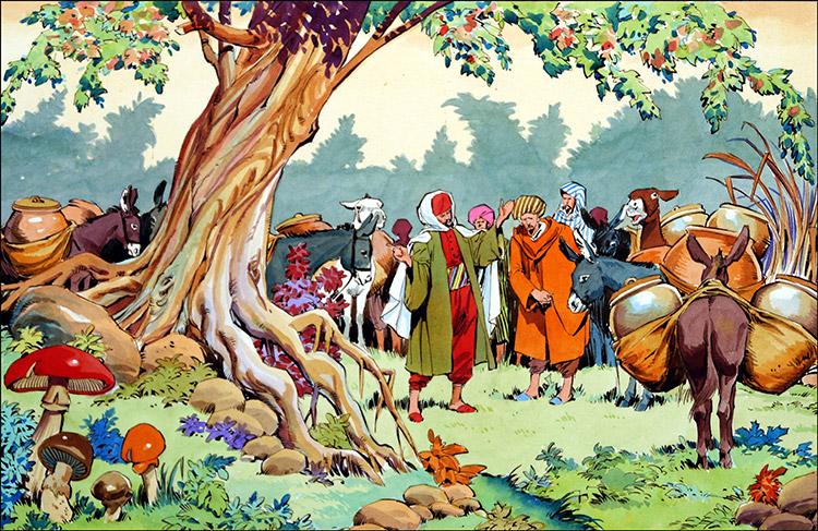 Ali Baba: Caravan in the Woods (Original) by Juan Gonzalez Alacreu Art at The Illustration Art Gallery