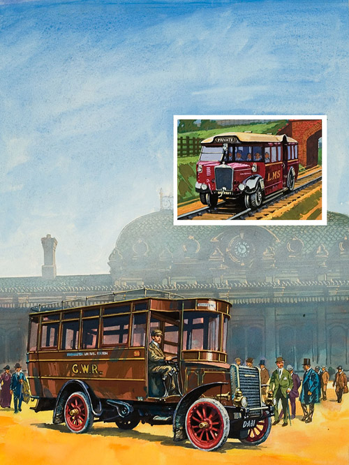 Bus and Rail (Original) by Harry Green Art at The Illustration Art Gallery