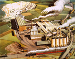 Looking down on cement works (Original Macmillan Poster) (Print)