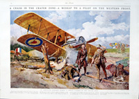 A Crash In The Crater Zone (original page from The Sphere 1917) (Print)