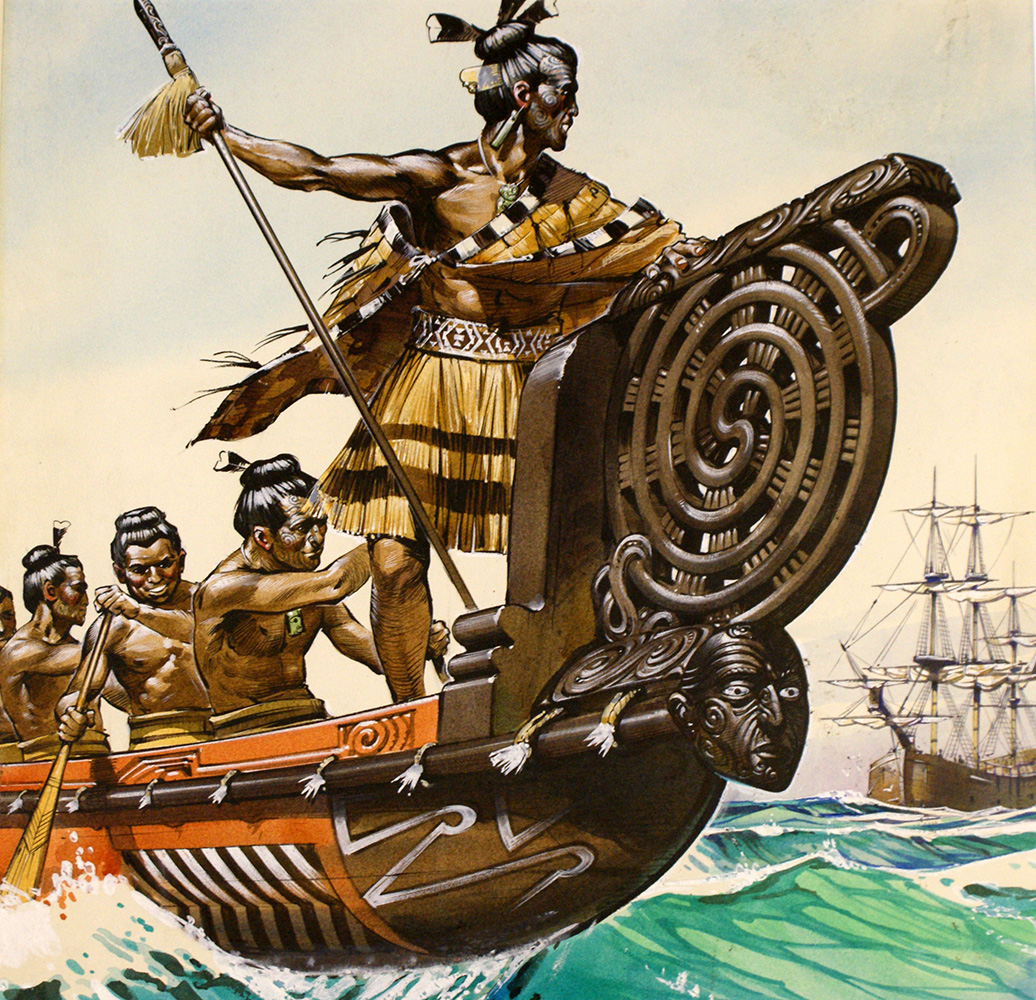 Captain Cook Arrives in New Zealand (Original) art by British History (Angus McBride) at The Illustration Art Gallery