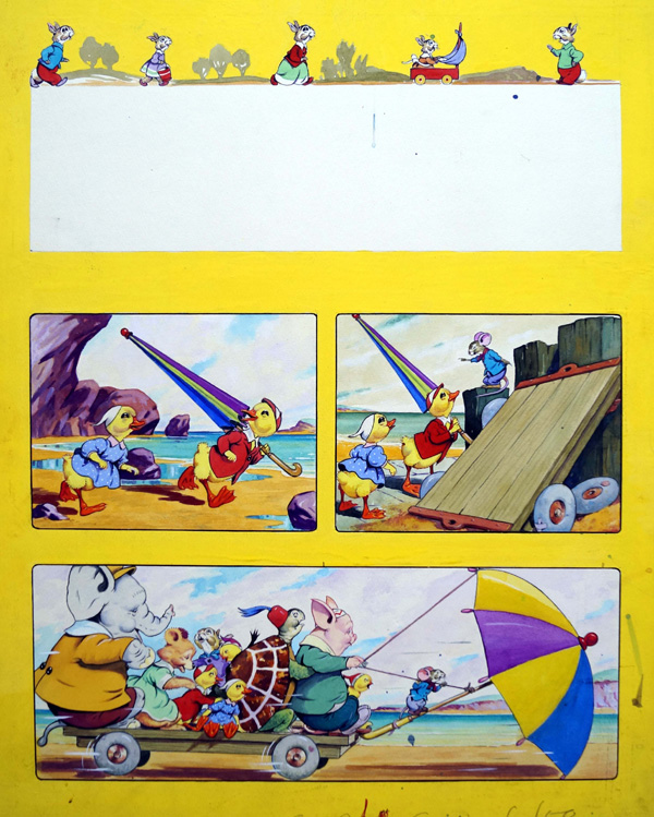 Dicky & Dolly - Sail Car (Original) by Harold McCready Art at The Illustration Art Gallery