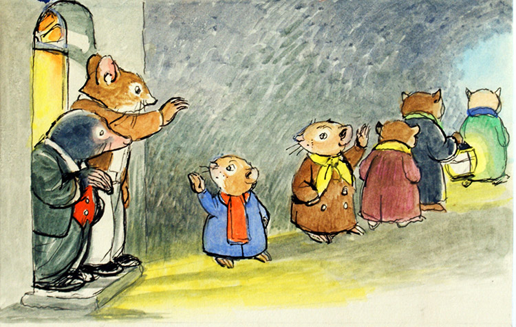 The Wind in the Willows: Rat and Mole Bid Farewell (Original) by Wind in the Willows (Mendoza) at The Illustration Art Gallery