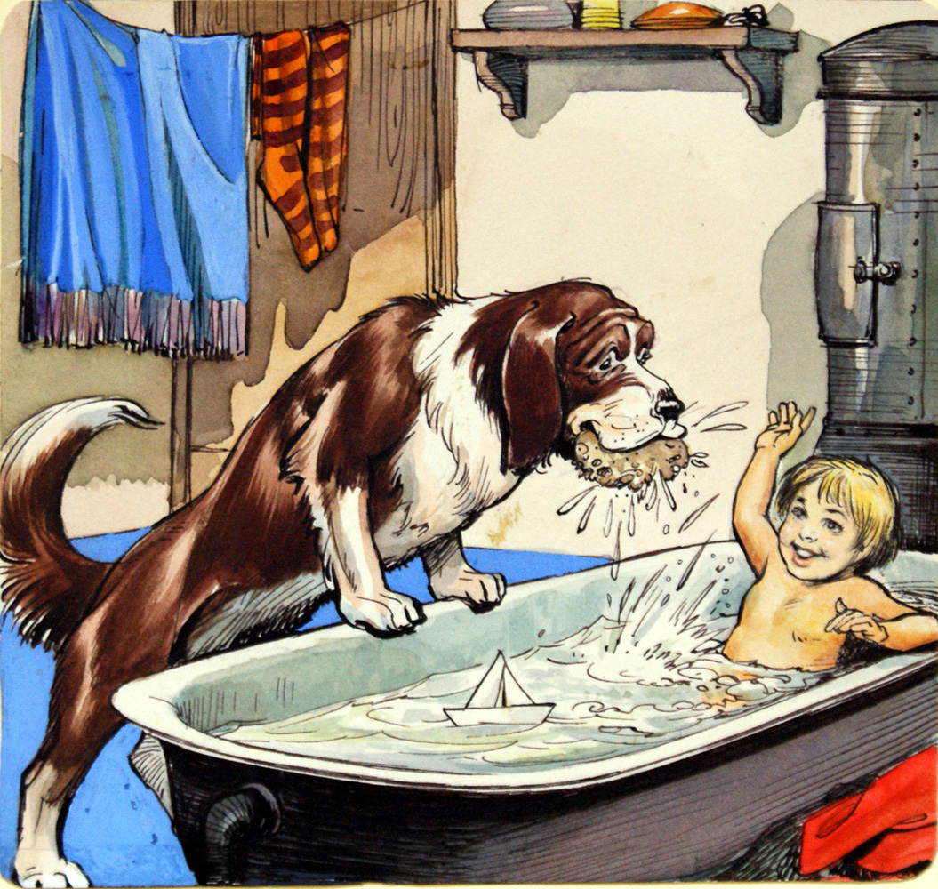 Peter Pan: Bath Time With Nana (Original) art by Peter Pan (Nadir Quinto) at The Illustration Art Gallery