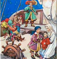 Peter Pan and Wendy Aboard the Pirate Ship (Original)