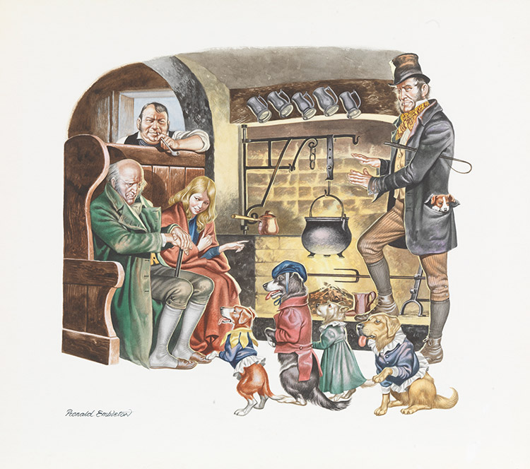 The Old Curiosity Shop: Soup and Hungry Dogs (Original) (Signed) by Charles Dickens (Ron Embleton) at The Illustration Art Gallery