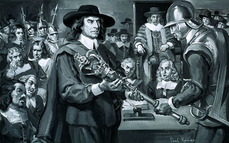 Oliver Cromwell and the Long Parliament (Original) (Signed) by Paul Rainer Art at The Illustration Art Gallery