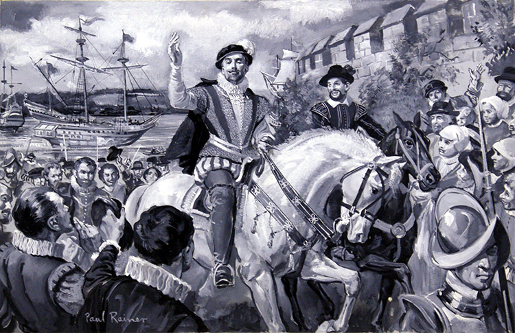 Sir Francis Drake (Original) (Signed) by Paul Rainer Art at The Illustration Art Gallery