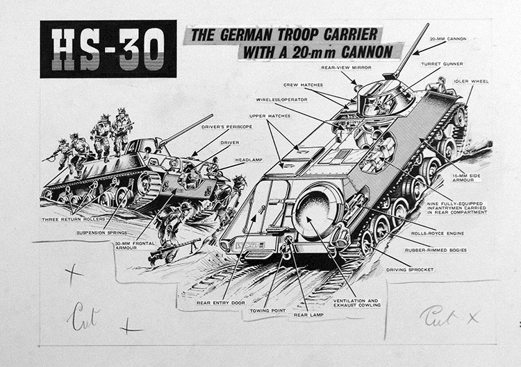 HS-30 German Troop Carrier (Original) by Peter Sarson Art at The Illustration Art Gallery
