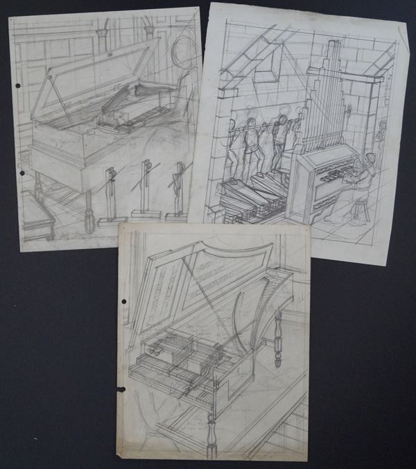 Castle Defences (set 2) - 3 cut-away sketches (Originals) by Leslie Ashwell Wood Art at The Illustration Art Gallery